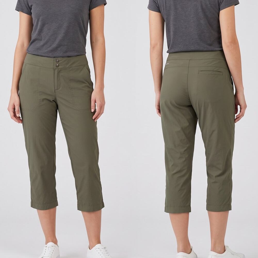 Columbia Omni-Shield Size 14 Cropped Capri Olive Green Nylon Pants